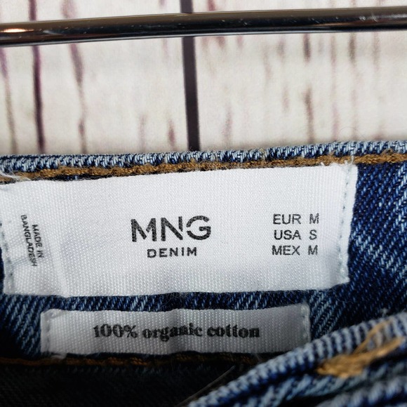 MNG Denim Jean Mini Skirt Womens Size Small Button Front Organic Cotton Blue - Picture 7 of 7